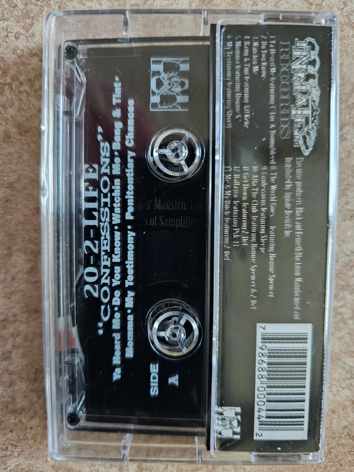 Confessions cassette rear with track listing and barcode