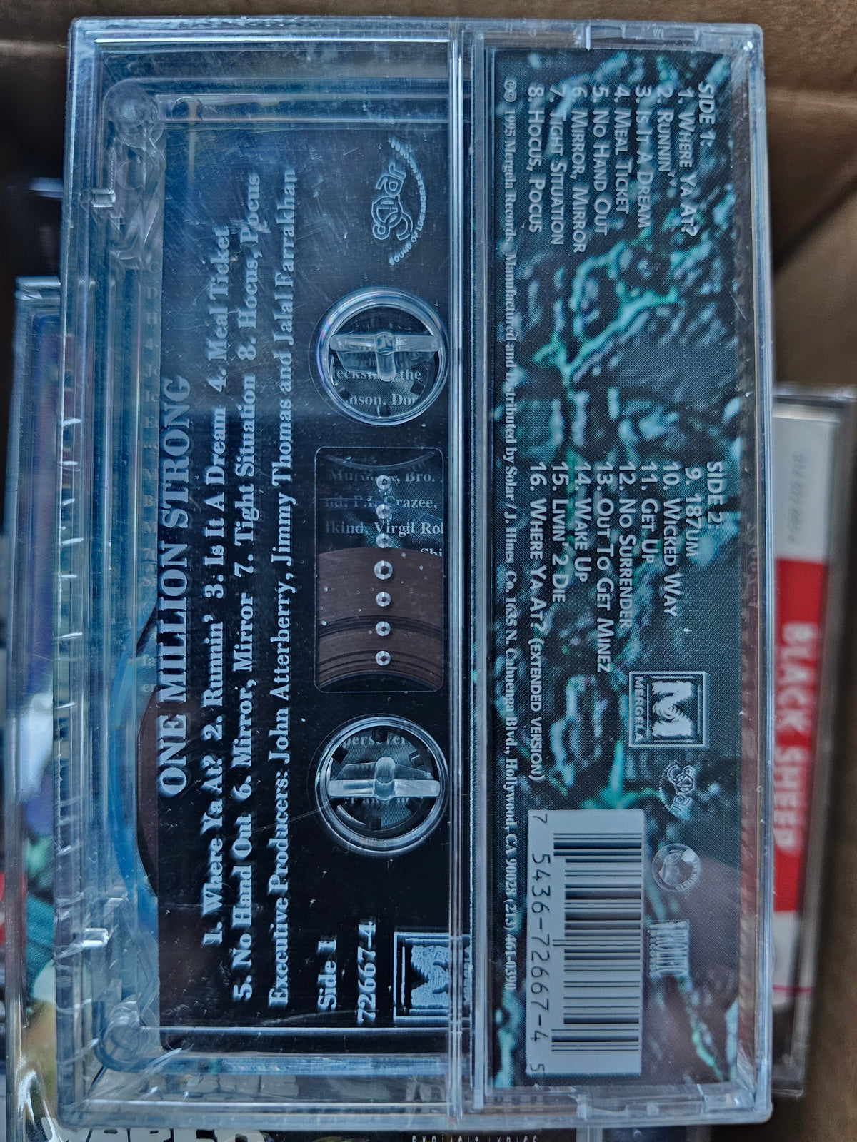 One Million Strong cassette back with track list and barcode