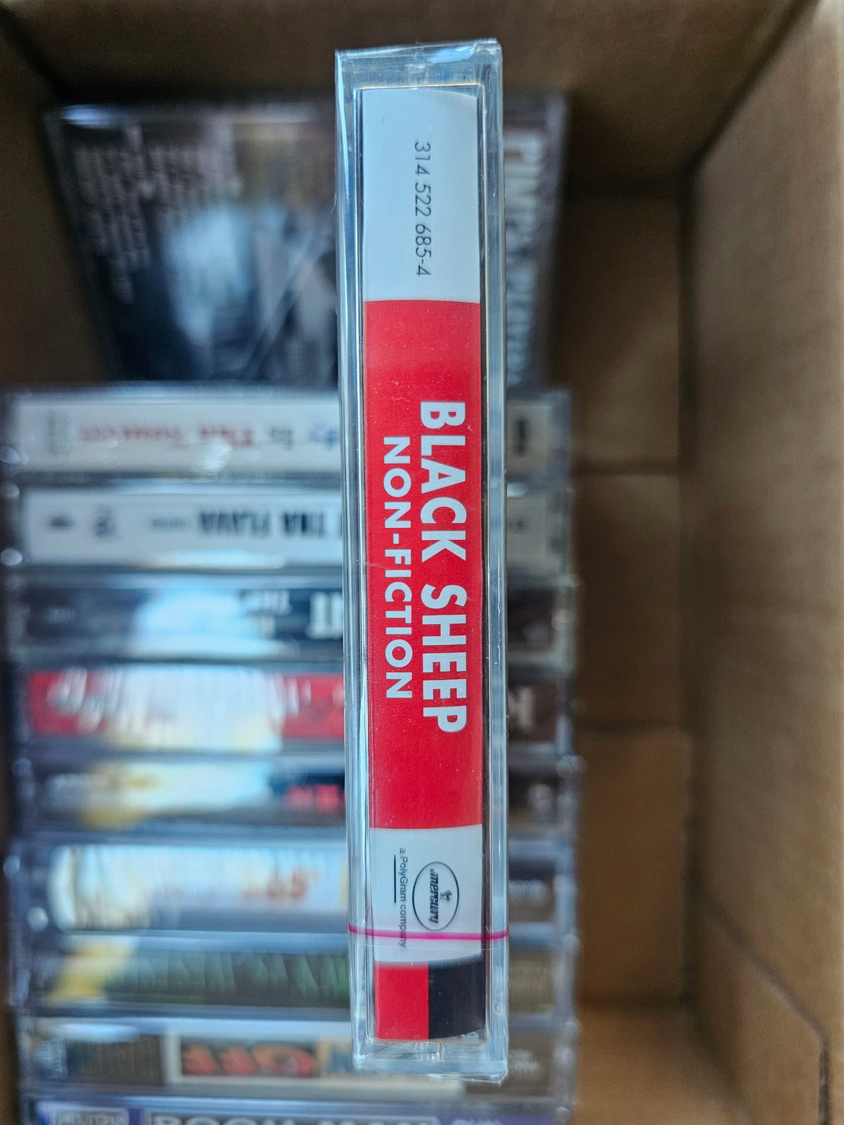 Black Sheep Non-Fiction cassette spine with catalog number 314 522 685-4