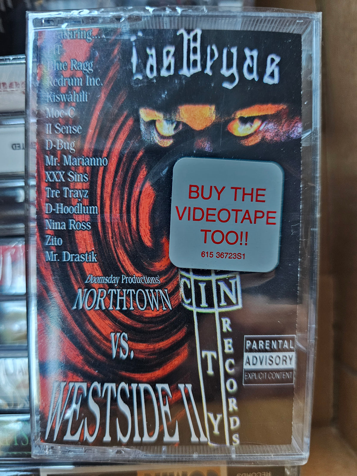 Northtown vs. Westside II cassette front with Buy the Videotape Too promo sticker