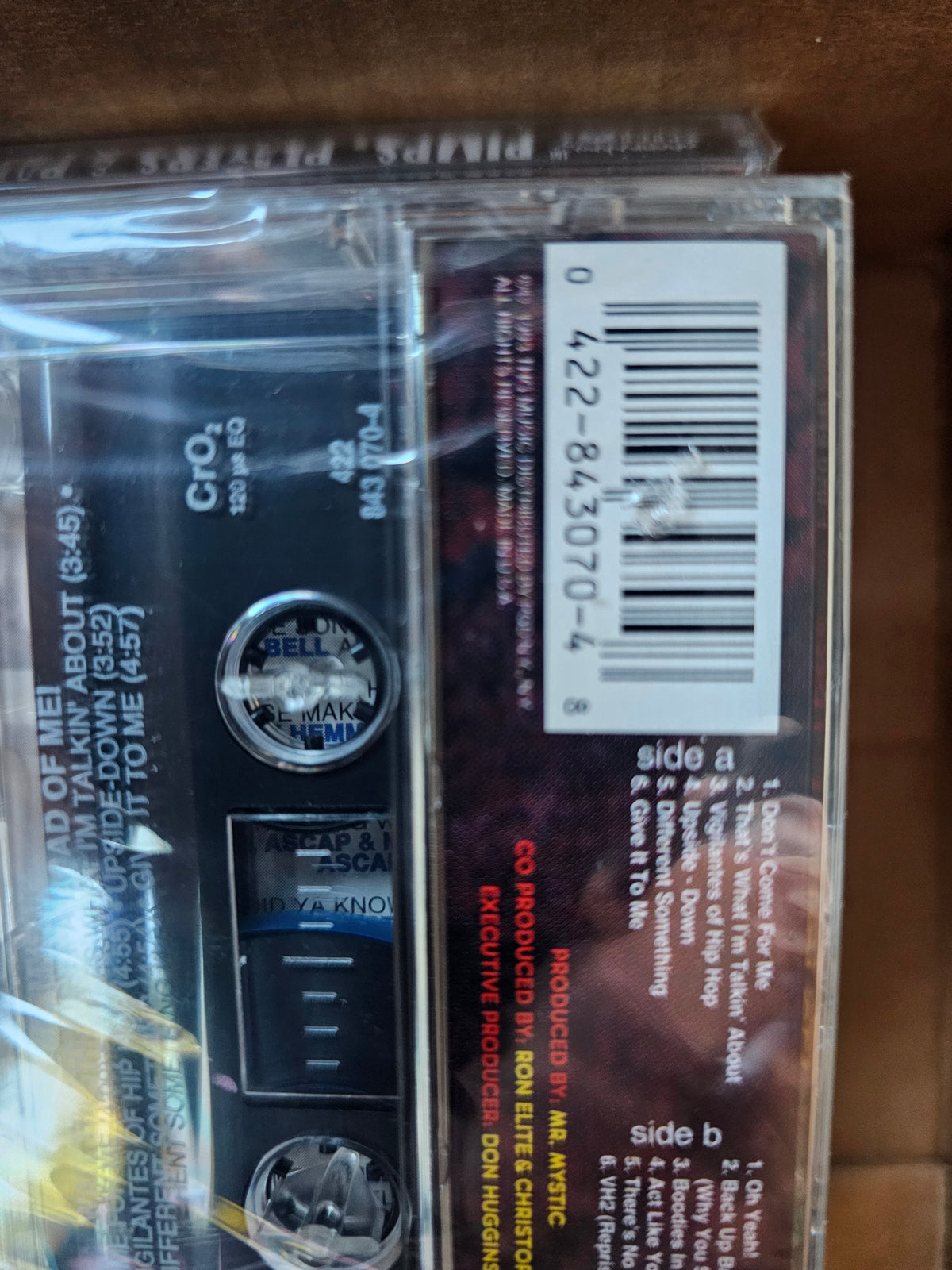 Close-up of Mr. Mystic cassette barcode-area puncture