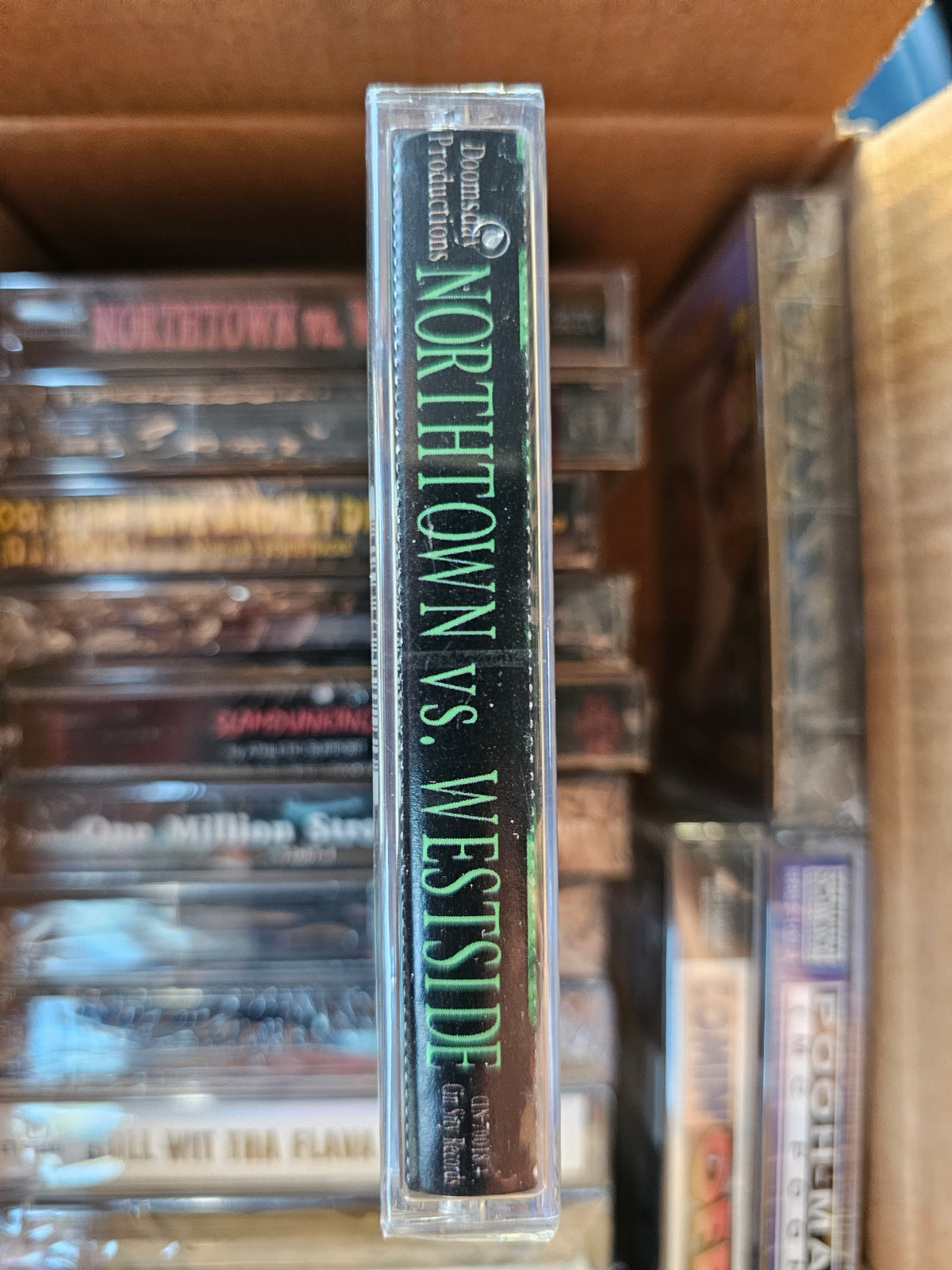 Northtown vs. Westside cassette spine with circular hole