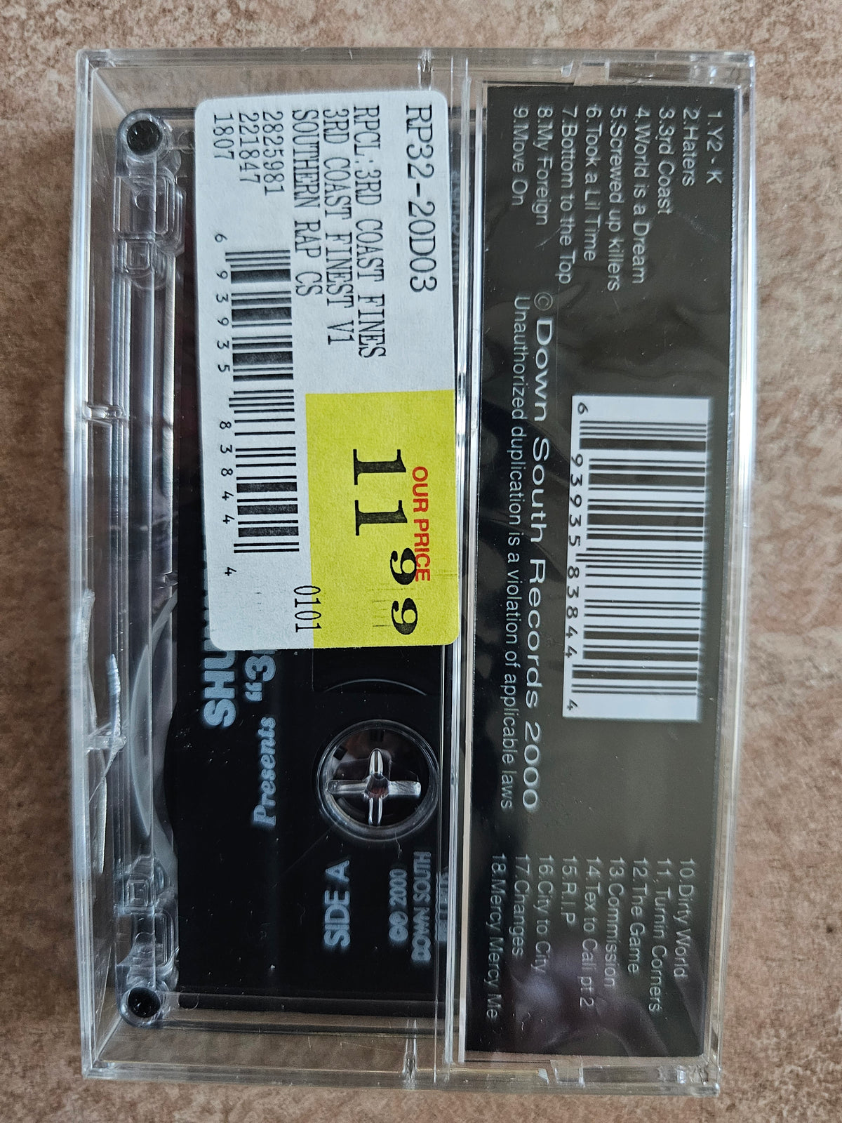 3rd Coast Finest cassette rear with track list and retail sticker