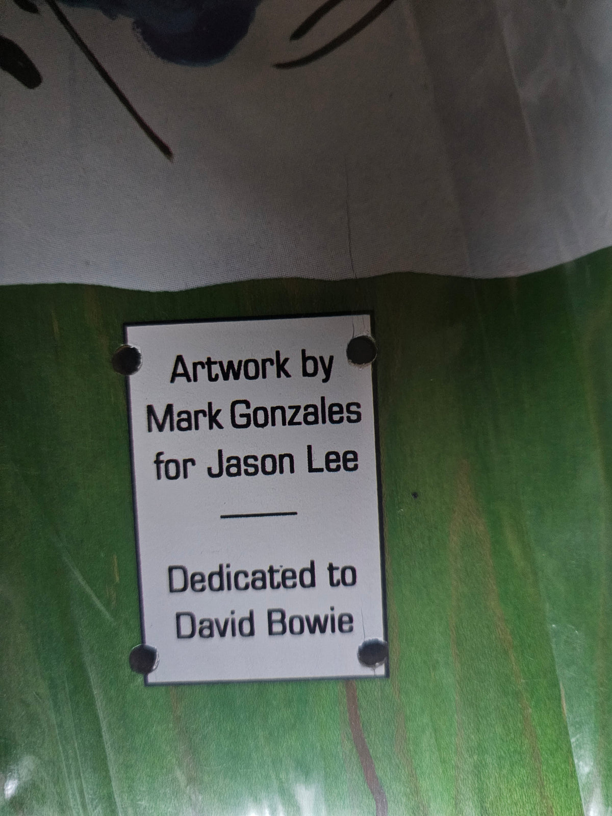 Printed artwork credit and David Bowie dedication