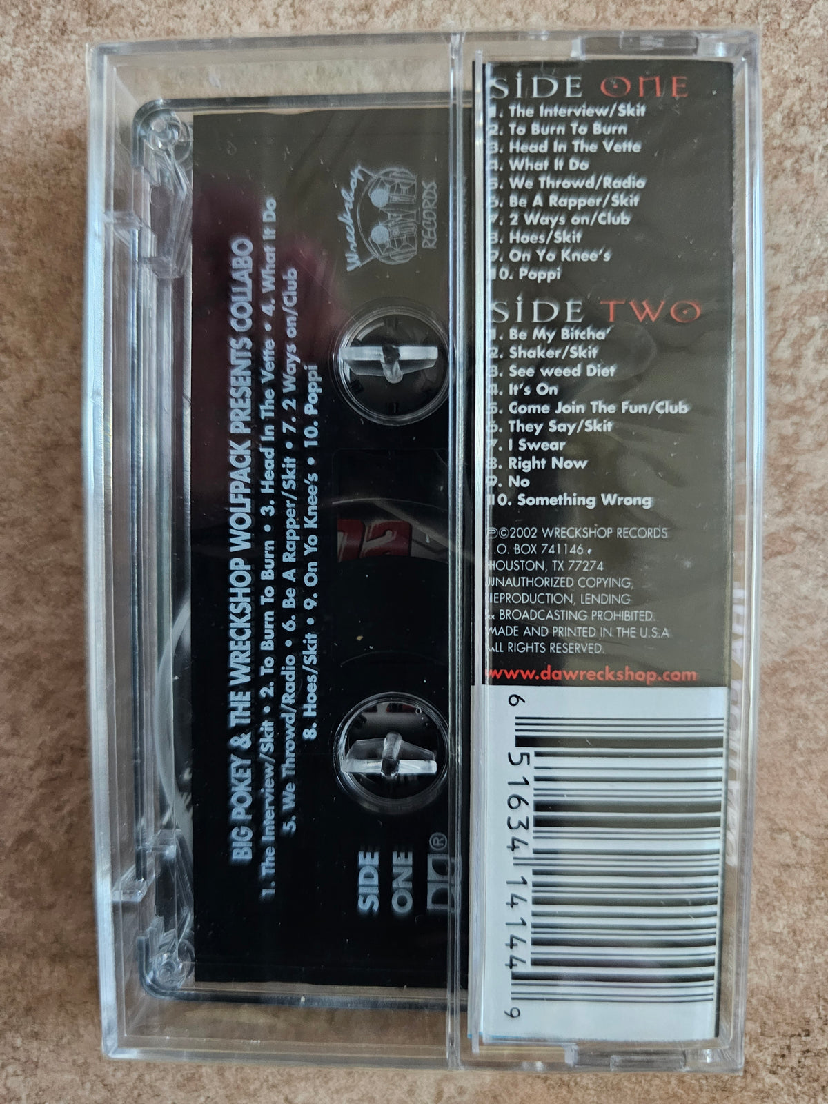 Tha Collabo cassette rear track listing and barcode