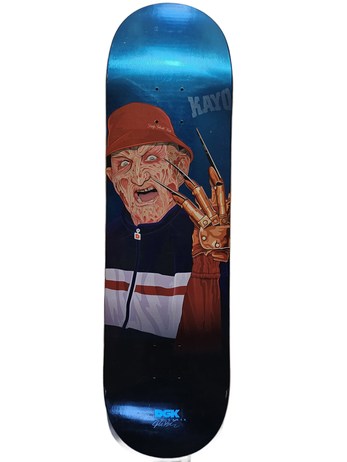 DGK Freddy skateboard deck with blue character graphic