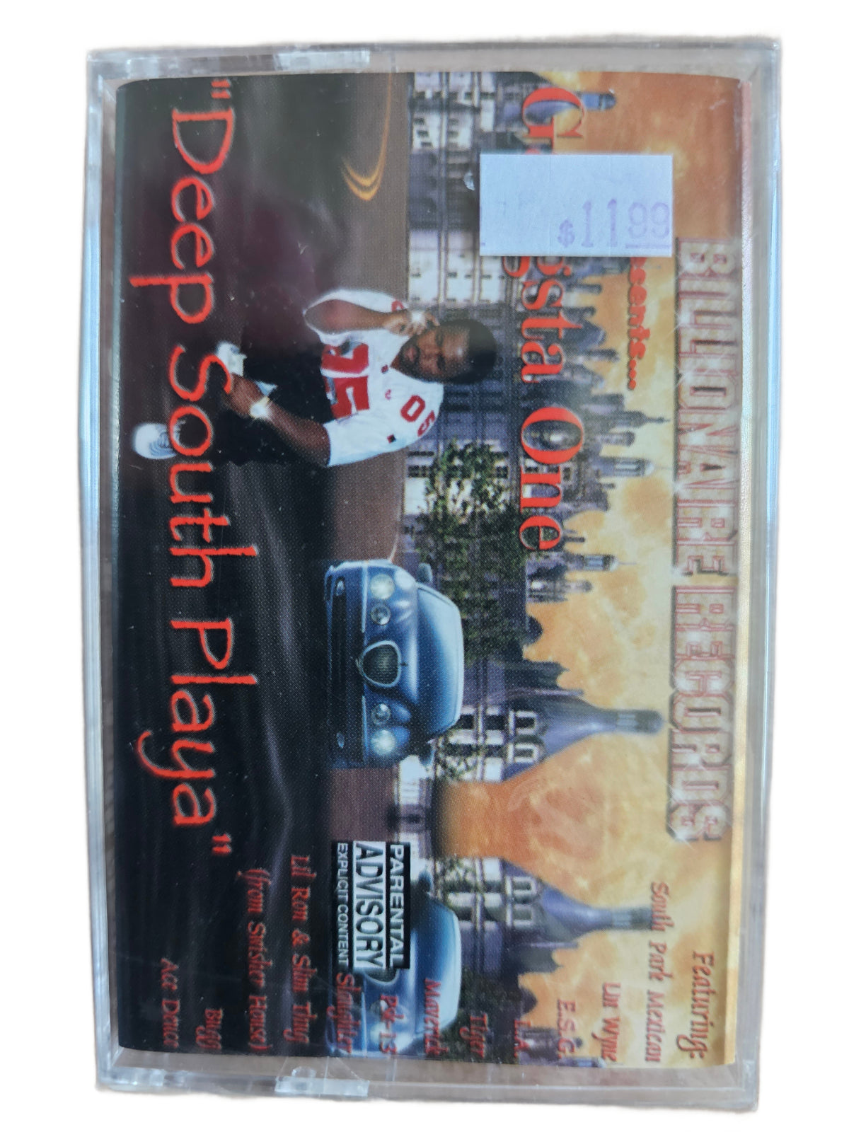 Gansta One Deep South Playa cassette front cover with retail sticker