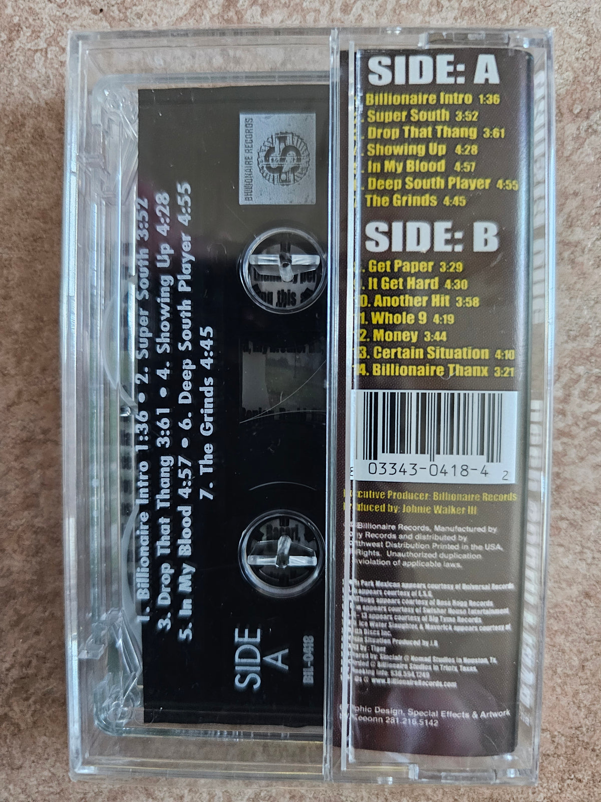 Deep South Playa cassette rear with track listing