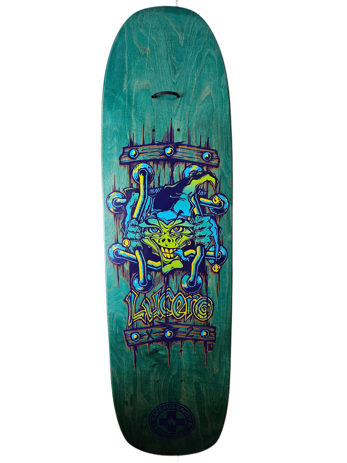 Black Label John Lucero "Jester Behind Bars" Deck – Teal Woodgrain (NOS)