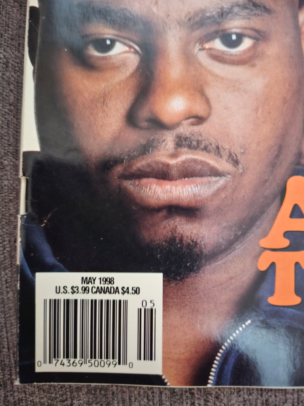 May 1998 date and barcode close-up with spine-side wear