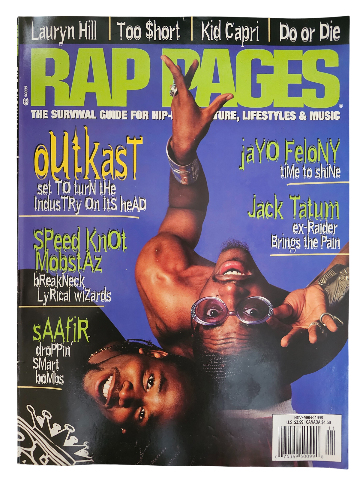 Rap Pages November 1998 upside-down OutKast front cover