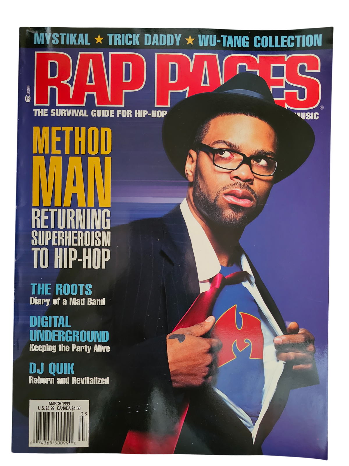 Rap Pages March 1999 Method Man superhero-inspired front cover