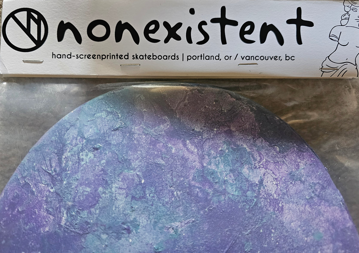 Nonexistent "Cowabunga Dudes" Skateboard Deck - Purple Woodgrain