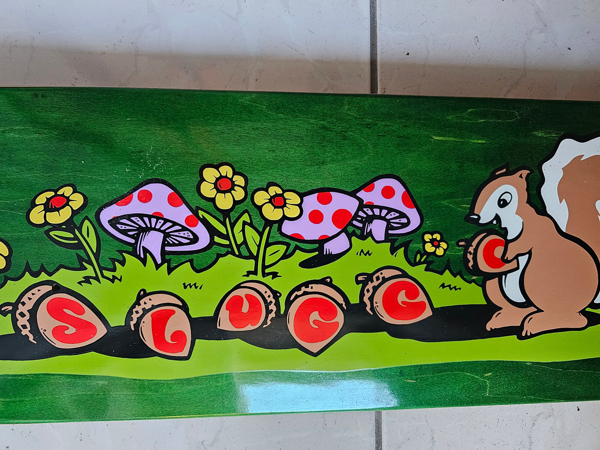Real Skateboards Rob "Sluggo" Boyce "Squirrel" Deck – Green Woodgrain (NOS)