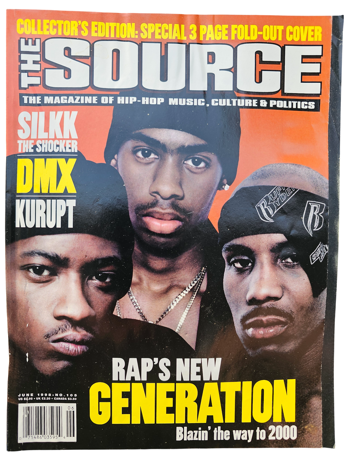The Source June 1998 issue 105 front cover featuring DMX, Silkk the Shocker and Kurupt