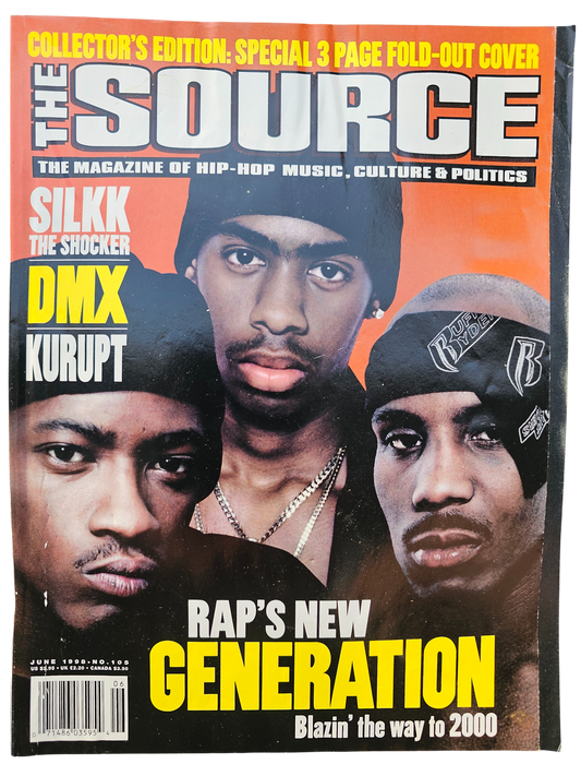 The Source June 1998 issue 105 front cover featuring DMX, Silkk the Shocker and Kurupt