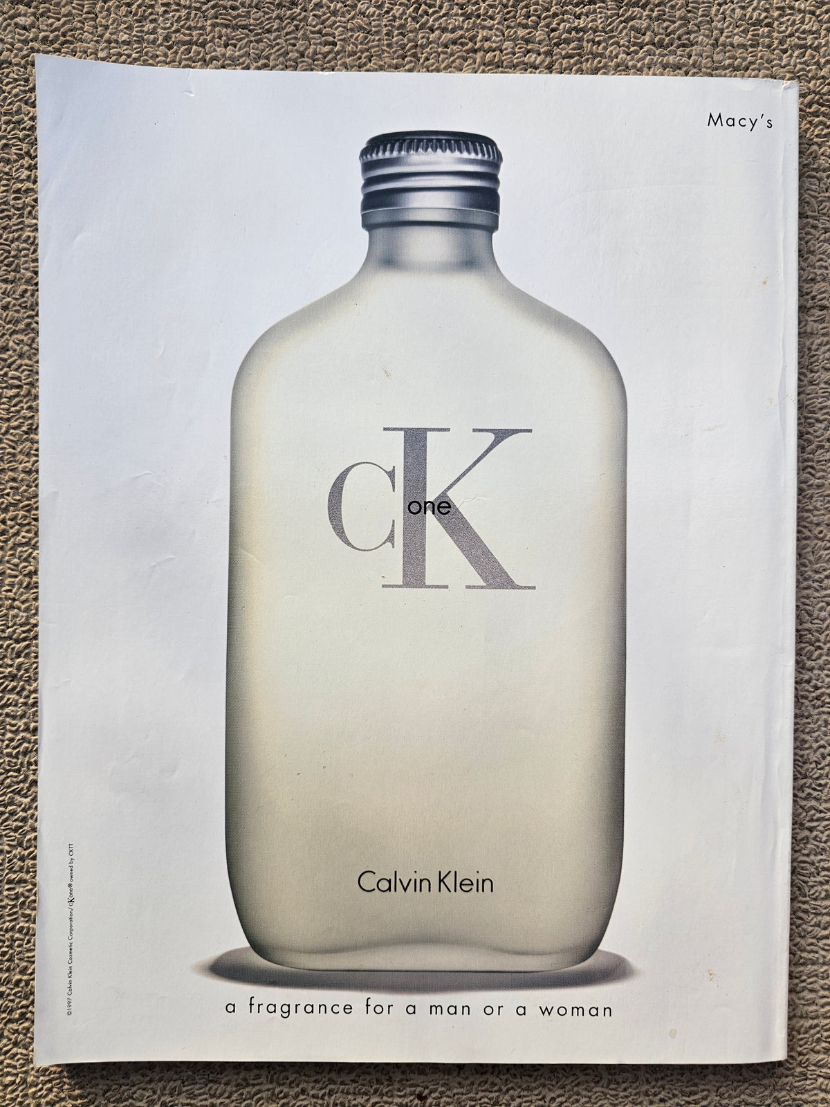 Calvin Klein CK One advertisement on back cover