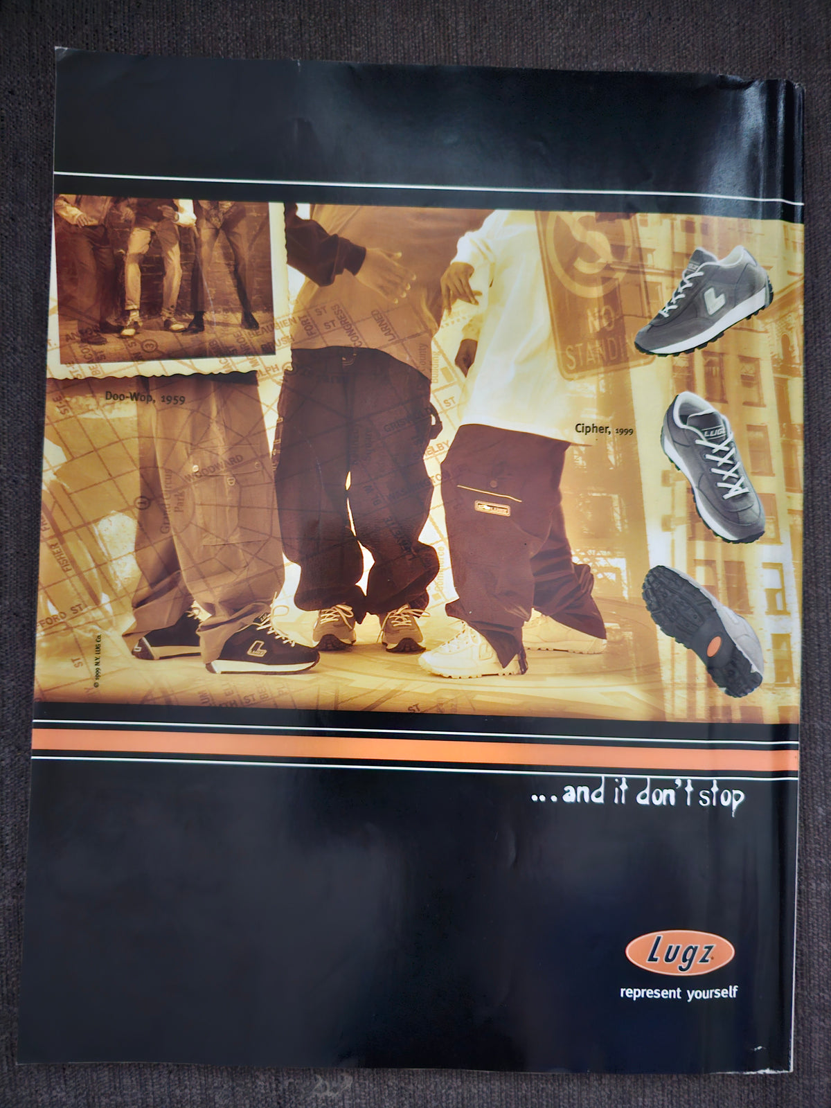 Lugz footwear advertisement on back cover