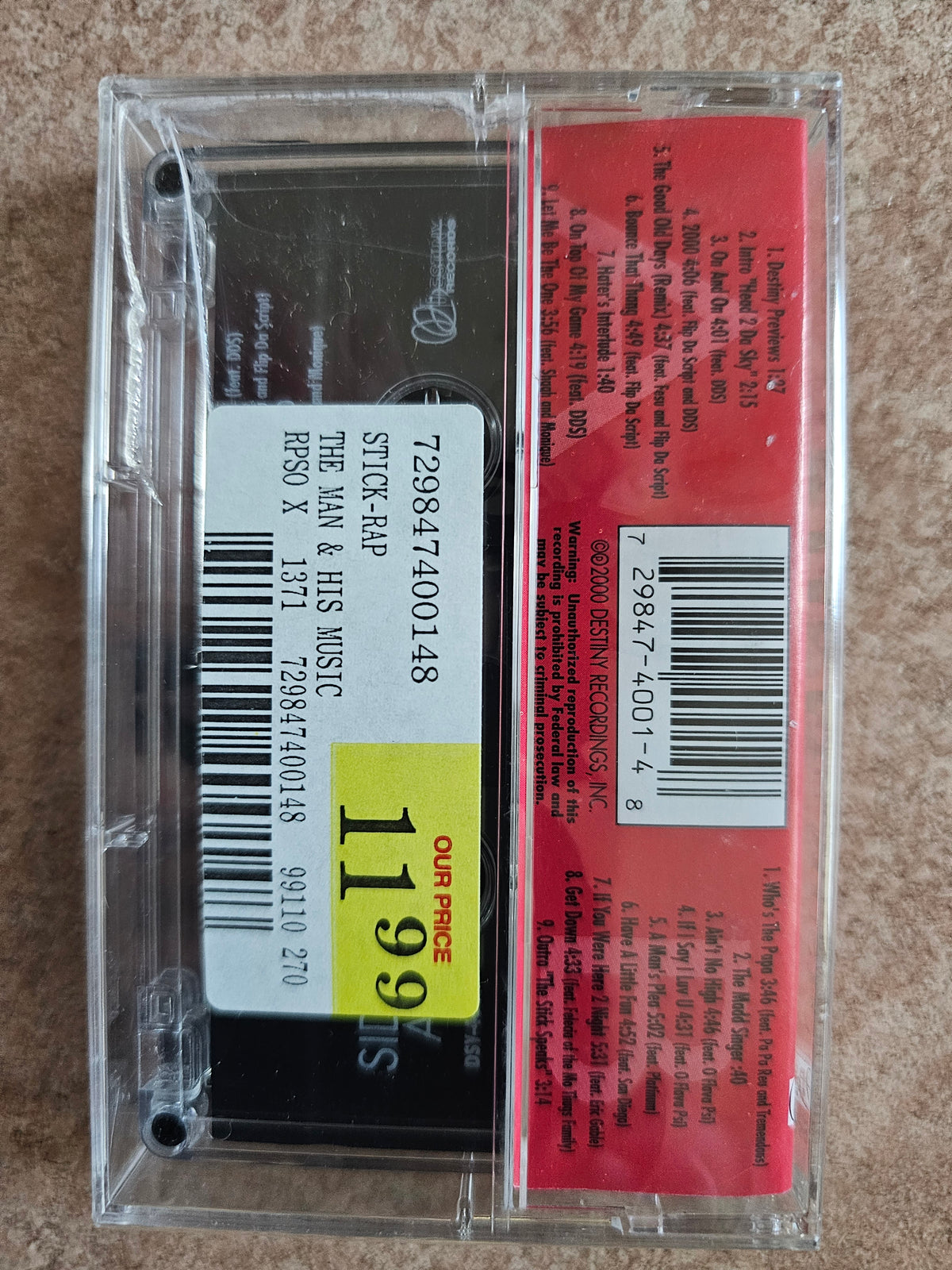 Cassette rear with barcode and $11.99 retail sticker