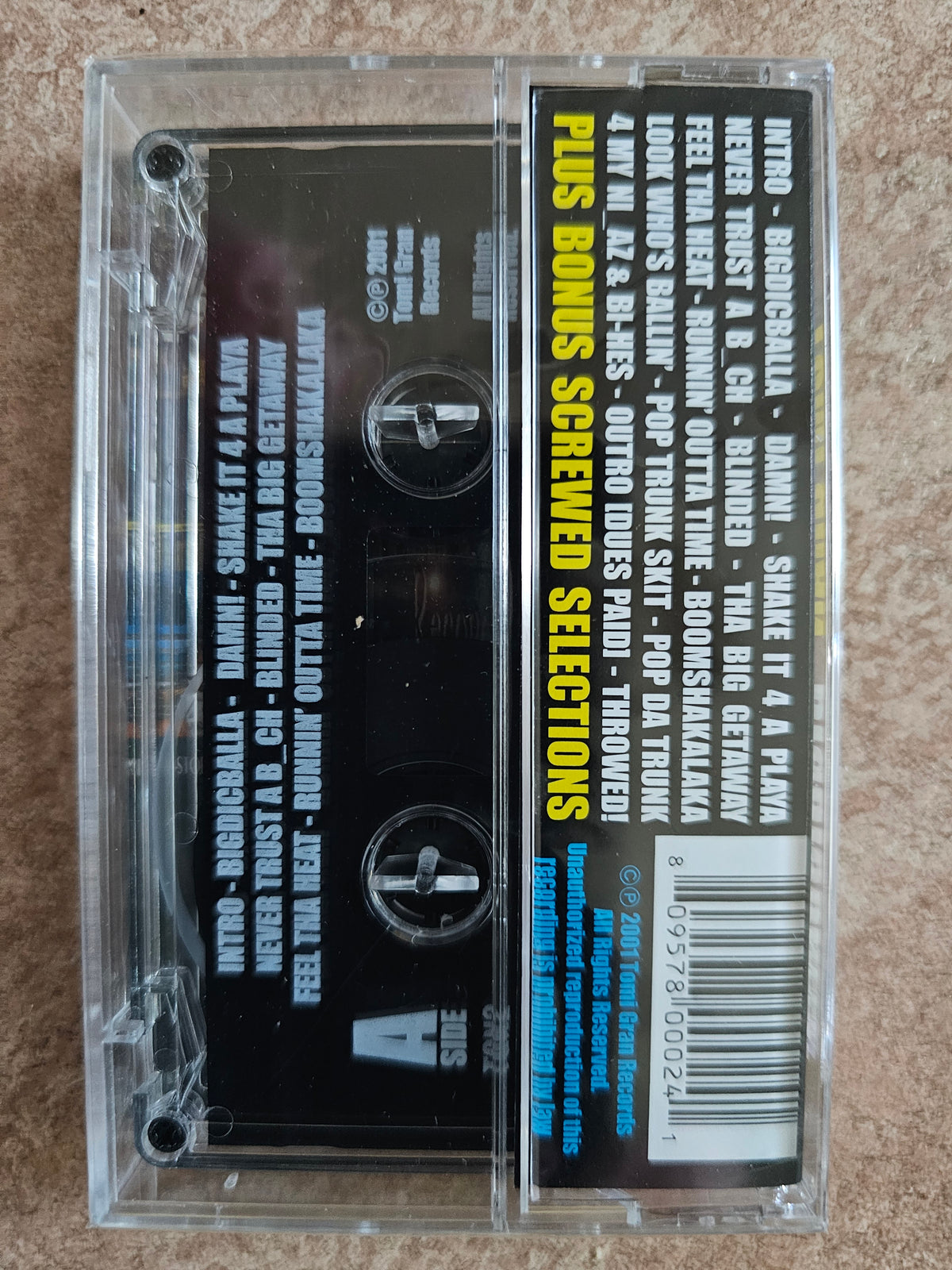 Tomi Gran cassette rear track listing and barcode