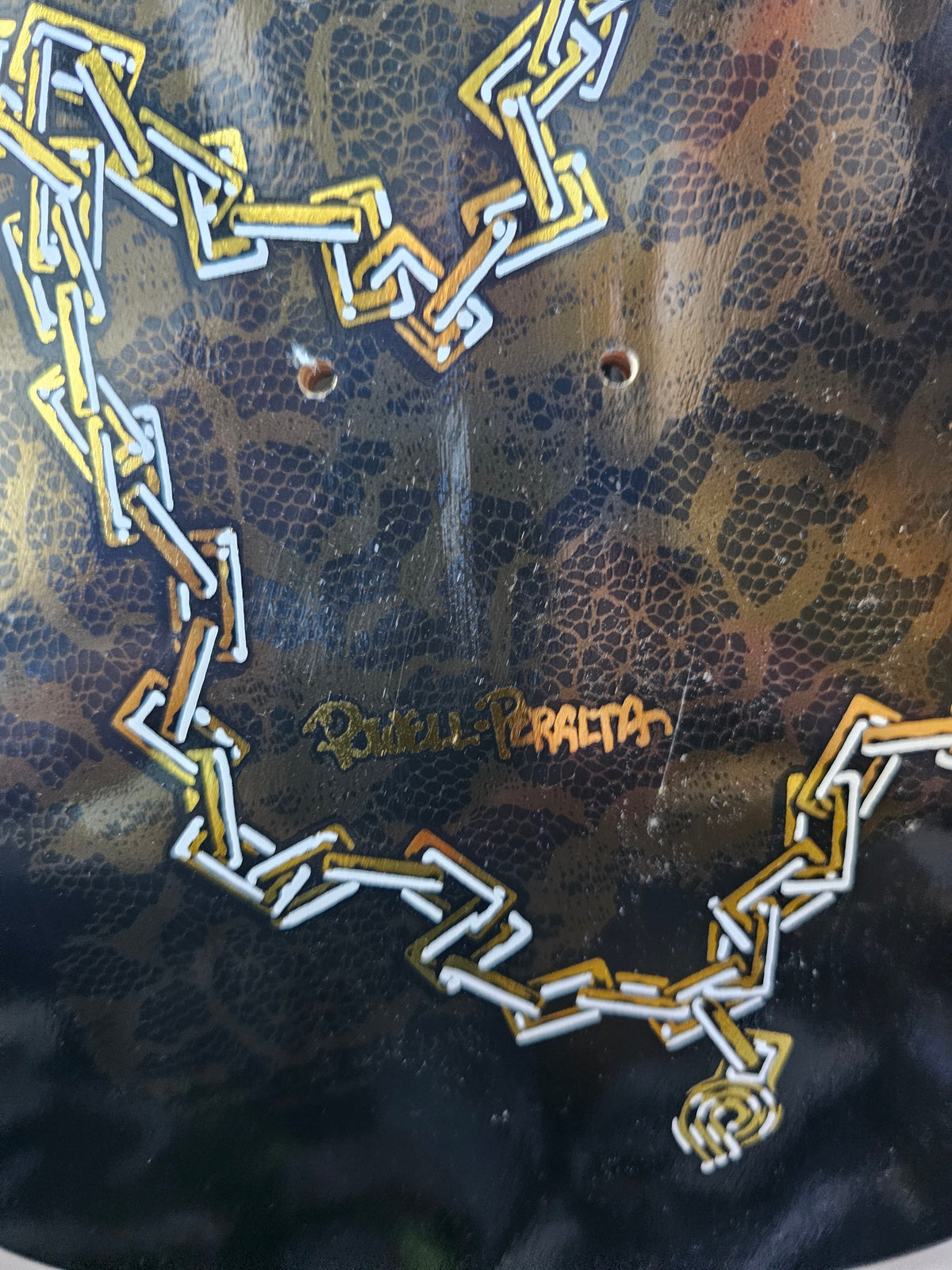 Powell Peralta Ray Underhill "Cross & Chain" Deck – Black & Gold Foil (NOS)