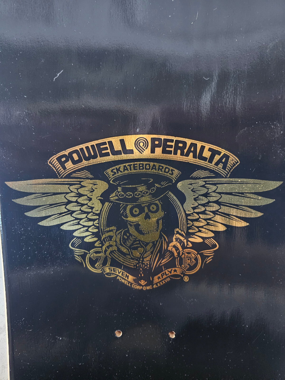 Powell Peralta Ray Underhill "Cross & Chain" Deck – Black & Gold Foil (NOS)