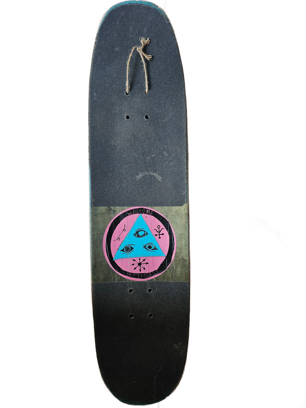 Welcome Skateboards "Yellow-Eyed Creature" Deck - Burgundy (Heavily Worn)