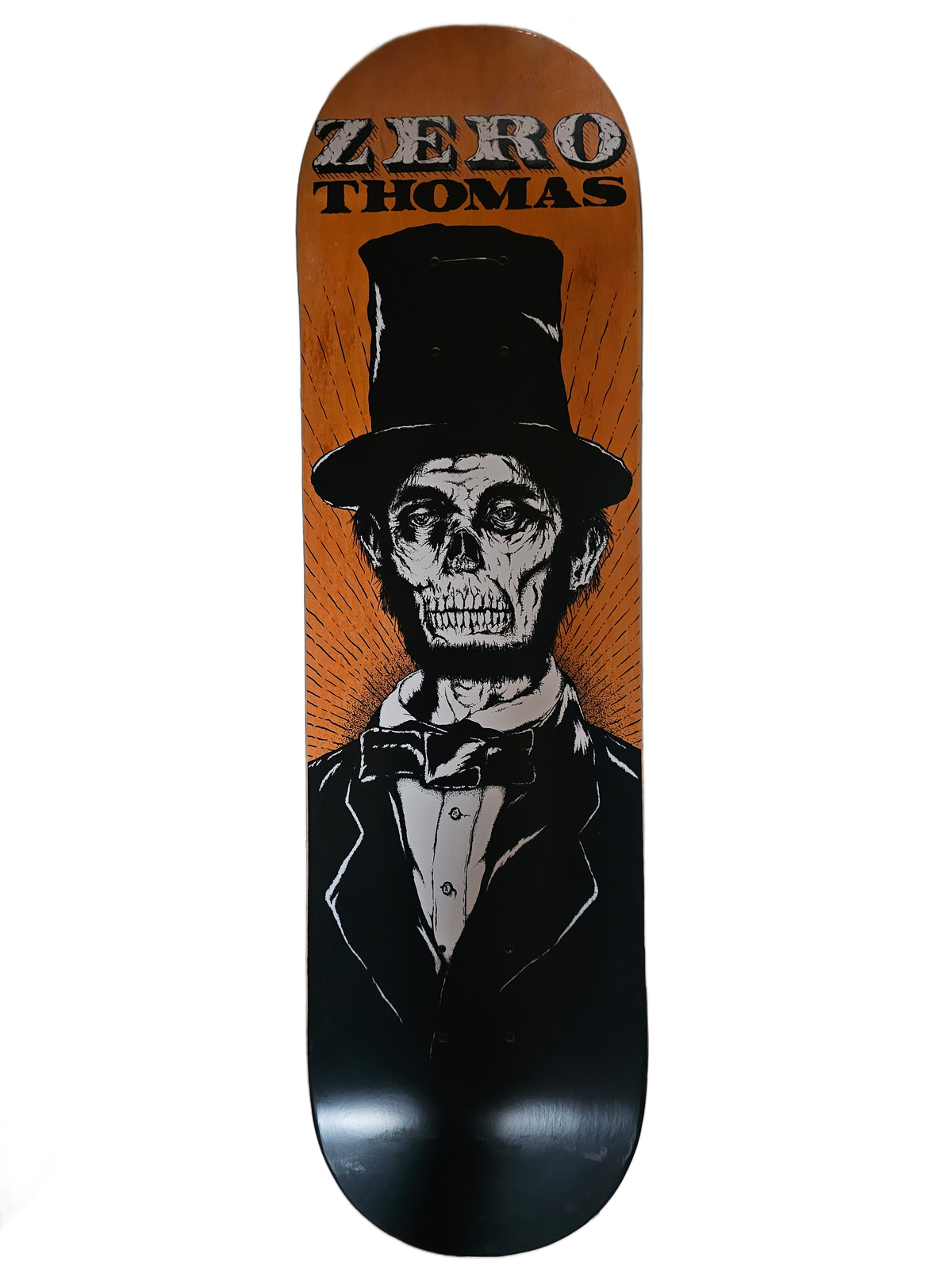 Zero Thomas deck with skeletal Lincoln graphic