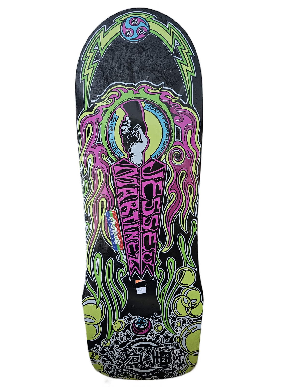 Full graphic side of Jesse Martinez Santa Monica Airlines Madrid skateboard deck